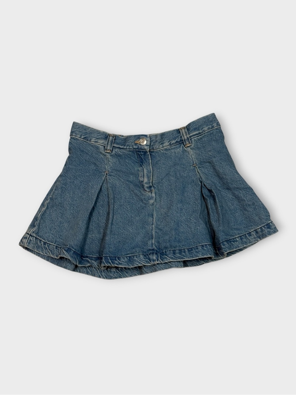 MNG (Mango) Pleated Denim Mini Skirt